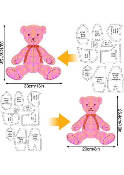 Hafıza Ayısı Dikiş Deseni, 10&15 Inç Hafıza Ayısı Şablon Cetvel Seti (Yurt Dışından) fiyatları