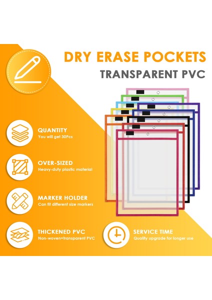 30 Paket Kuru Silme Cepleri Pvc Şeffaf Dikilmiş Kuru Silme Dosya Torbası Yeniden Kullanılabilir Kuru Silme Torbası (Yurt Dışından) fırsatları