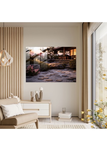 Alacakaranlık Zen Bahçesi Cam Tablo - Zen Bahçesi Cam Sanatı Alacakaranlık Duvar Süsü fiyatları