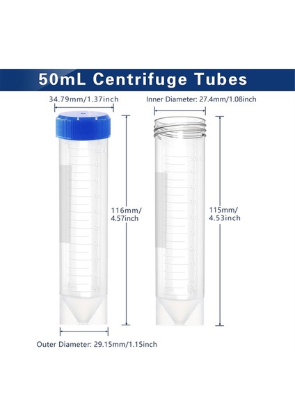 50ML Vidalı Kapaklı Plastik Santrifüj Tüpleri, Kapaklı Konik Tüpler (Yurt Dışından) modelleri