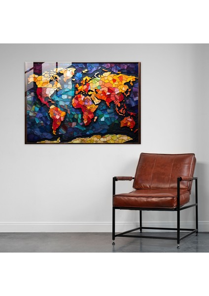 Dünya Haritası Cam Sanat - Dünya Haritası 2 Cam Duvar Sanatı Ev Dekorasyonu modelleri
