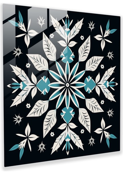 Kış Simetri Cam Tablo - Kış Cam Tablo Cam Duvar Sanatı Duvar Dekorasyonu