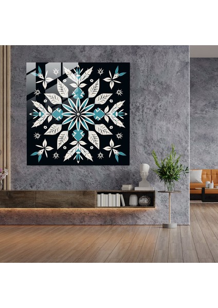 Kış Simetri Cam Tablo - Kış Cam Tablo Cam Duvar Sanatı Duvar Dekorasyonu fiyatları