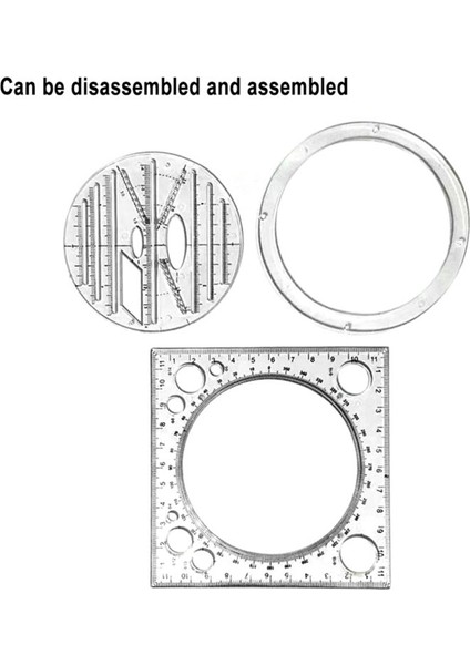 Çok Işlevli Daire Çizim Şablonu, Geometrik Çizim Aracı, Ölçüm Cetveli, Döndürülebilir Açı (Yurt Dışından) modelleri