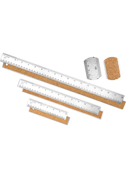 Metal Cetvel 3 Parça Paslanmaz Çelik Cetvel Cork Destek Ofis Okulu Çalışmaları Için Kaymaz Düz Kenar Metal Cetvel (Yurt Dışından)