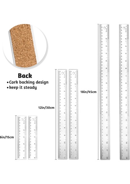 Metal Cetvel 3 Parça Paslanmaz Çelik Cetvel Cork Destek Ofis Okulu Çalışmaları Için Kaymaz Düz Kenar Metal Cetvel (Yurt Dışından) modelleri