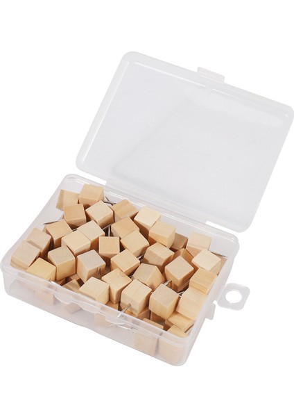 60PCS Kare Ahşap Dekoratif Itme Pimleri, Ahşap Kafa ve Çelik Iğne Noktası Başparmak Fotoğraflar, Haritalar ve Cork Tahtaları (Yurt Dışından)