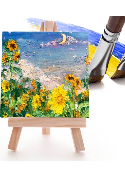 24SET Sanatçıları 5 Inç Mini Şövale +3 Inç X3 Inç Mini Tuval Seti Boyama Zanaat Diy Çizim Küçük Masa Şövale Hediyesi (Yurt Dışından) fırsatları