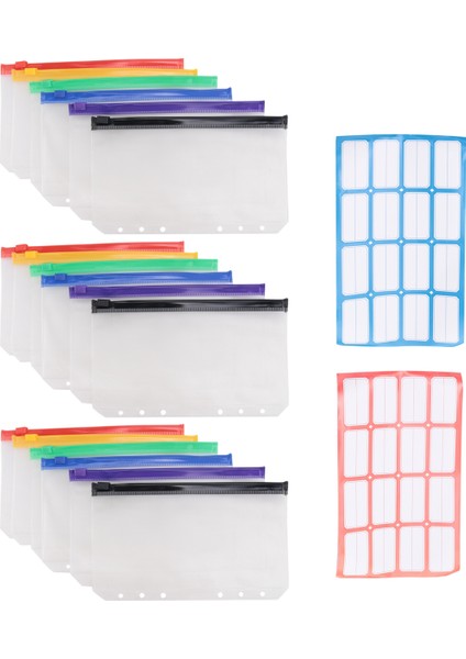 A6 Bütçe Binder Cepleri Fermuarlı, Temiz 6 Delik Nakit Zarflar Klasör, Pvc Para Kupon Organizatör Gevşek Yaprak Çantaları (Yurt Dışından) fırsatları