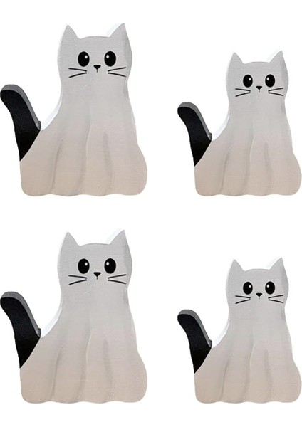 Hayalet Kedi Heykeli, Cadılar Bayramı Hayalet Kedi Dekorasyonu, Kedi Hayalet Katmanlı Tepsi Dekorasyonu, Kedi Lover Ekran Toplama Hediyesi (Yurt Dışından)