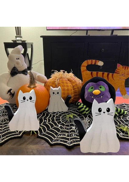 Hayalet Kedi Heykeli, Cadılar Bayramı Hayalet Kedi Dekorasyonu, Kedi Hayalet Katmanlı Tepsi Dekorasyonu, Kedi Lover Ekran Toplama Hediyesi (Yurt Dışından) modelleri