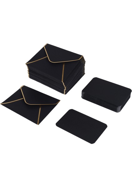 50PCS Mini Zarflar Hediye Kartı Zarflar Kişiselleştirilmiş Hediye Kartları Için Düğün Zarfları Veya Yer Kartı Siyah (Yurt Dışından) modelleri