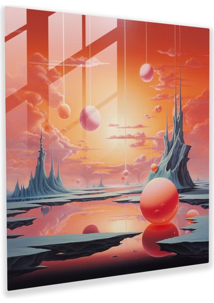 Rüya Gibi Şafak Cam Tablo - Şafak Yüzen Objeler Duvar Dekorasyonu Modern Sanat