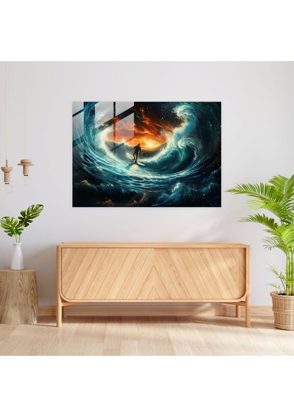 Kozmik Binici Cam Duvar Sanatı - Sörf Surrealist Sanat Kozmik Enerji Cam Duvar Sanatı fiyatları