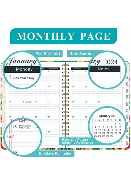 2024 Planlayıcısı, 12 Aylık Haftalık Planlayıcı Ocak'tan Aralık 2024'E, 8,5x6,2 Inç (Yurt Dışından) modelleri