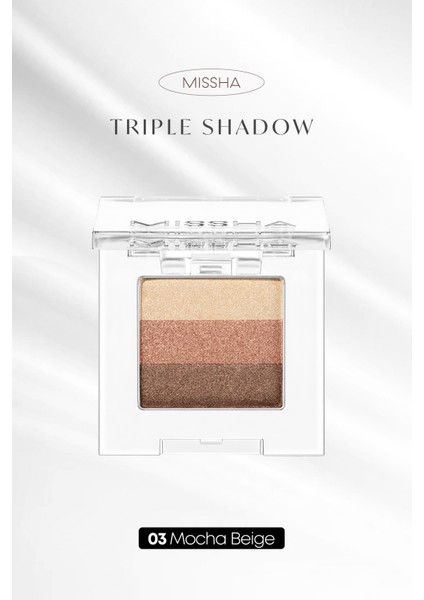 Yumuşak Dokulu, Dökülme Yapmayan 3 Renkli Göz Farı Triple Shadow No.3 (Mocha Beige)