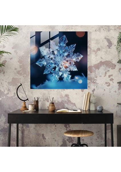 Kristal Kar Tanesi Cam Tablo - Kış Modern Sanat Cam Duvar Sanatı Kar Tanesi modelleri