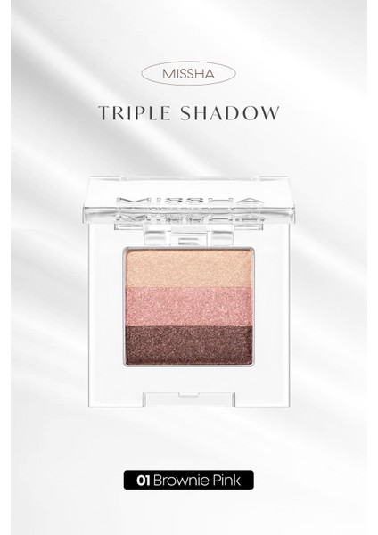 Yumuşak Dokulu, Dökülme Yapmayan 3 Renkli Göz Farı Triple Shadow No.1 (Brownie Pink)