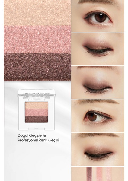 Yumuşak Dokulu, Dökülme Yapmayan 3 Renkli Göz Farı Triple Shadow No.1 (Brownie Pink) fiyatları