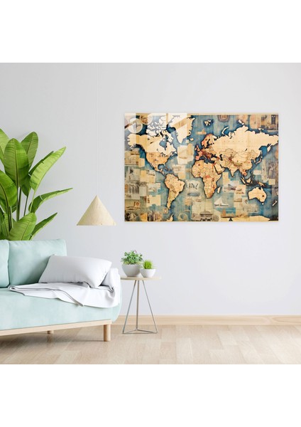 Dünya Haritası Duvar Dekorasyonu - Dünya Haritası 2 Damgalar Kartpostal fiyatları