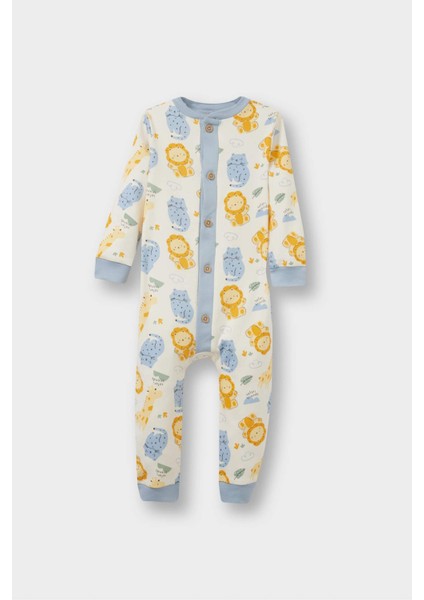 Erkek Bebek Yenidoğan Safari Baskılı Uzun Kollu Tulum F2209A525AU