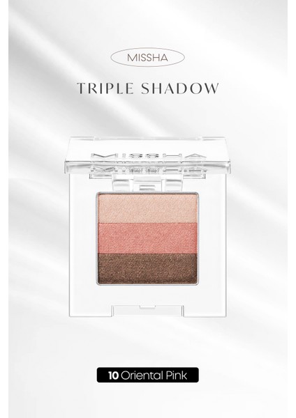 Yumuşak Dokulu, Dökülme Yapmayan 3 Renkli Göz Farı Triple Shadow (No.10 Oriental Pink)