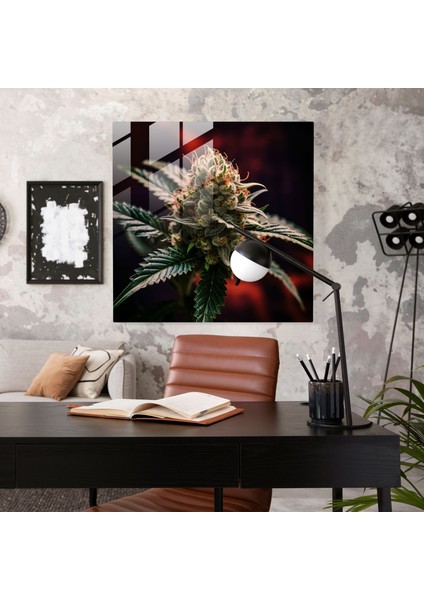 Gerçekçi Çiçek Tomurcuğu Cam Tablosu - Bitki Cam Duvar Sanatı Modern Sanat Ev Dekorasyonu modelleri