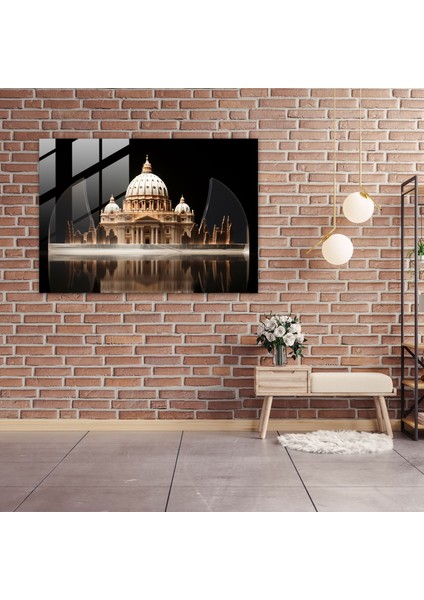 Vatikan Cam Tablo - Şık Aziz Petrus Bazilikası Minimalist Cam Duvar Sanatı - Vatikan Cam Tablo Minimalist Heykel Duvar Dekorasyonu fiyatları