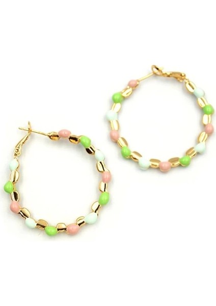 Mineli Halka Küpe - Yeşil