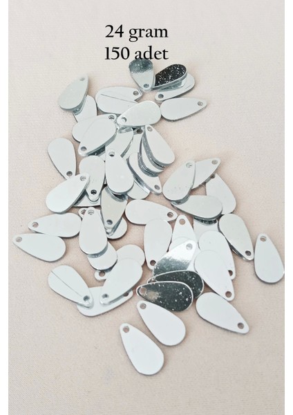 Oya Abiye Bileklik Kolye Pleksi Metalik Plastik Pul Gümüş Renk 24 Gram 150 Adet - BNC591