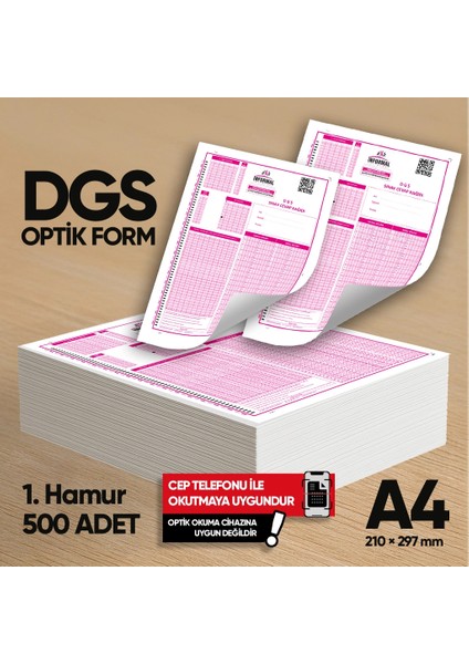 Dgs Deneme Sınavları için 500 Adet (80.gr) Optik Form