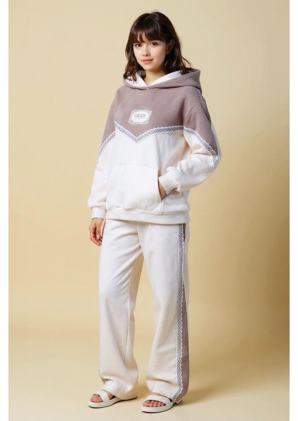 Kız Çocuk Eşofman Takım 10-16 Yaş 7433 Bej