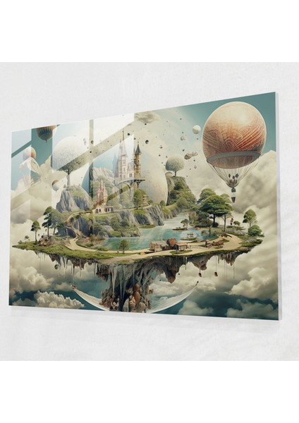 Dünya Haritası Cam Tablo - Dünya Haritası 2 Duvar Dekorasyonu Ev Dekorasyonu Sürrealist Dijital Koleksiyon