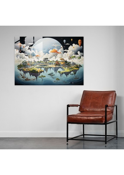 Dünya Haritası Duvar Dekorasyonu - Dünya Haritası 2 Surealist Başyapıt Cam Duvar Sanatı Fantezi Manzaralar fiyatları