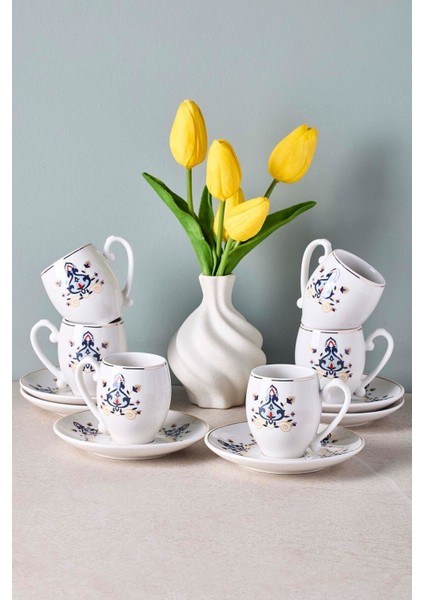 Mavişehir 6 Kişilik Porselen Kahve Fincanı Takımı