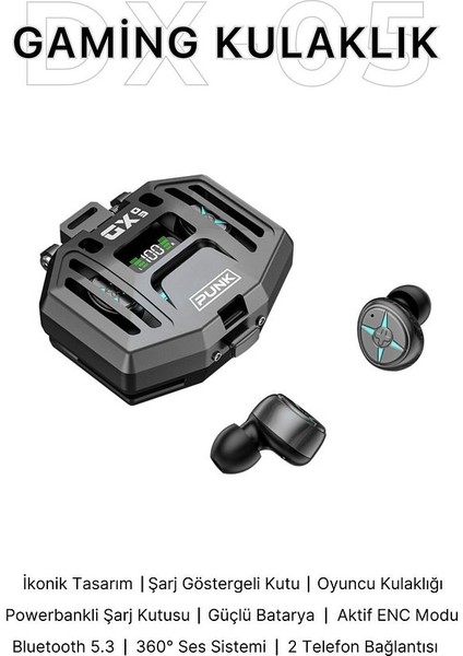 Dx-05 Gaming Oyuncu Kulaklığı 360° Ses/anc Ios ve Android Tüm Telefonlara Uyumlu Bluetooth Kulaklık