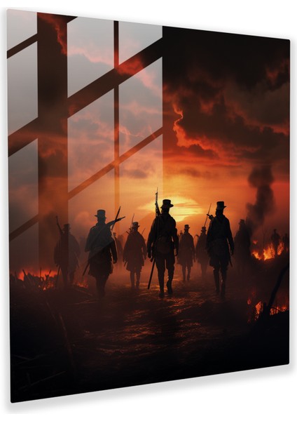 Rönesans Cam Tablo - Siluet Askerler Duvar Sanatı