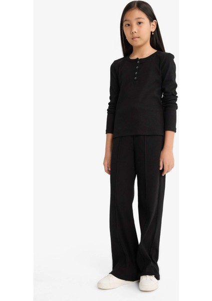 Kız Çocuk 2'li Takım Fitilli Kaşkorse Uzun Kollu Tişört Eşofman Altı G0118A825AU