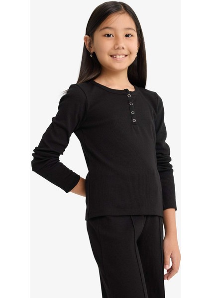 Kız Çocuk 2'li Takım Fitilli Kaşkorse Uzun Kollu Tişört Eşofman Altı G0118A825AU fırsatları