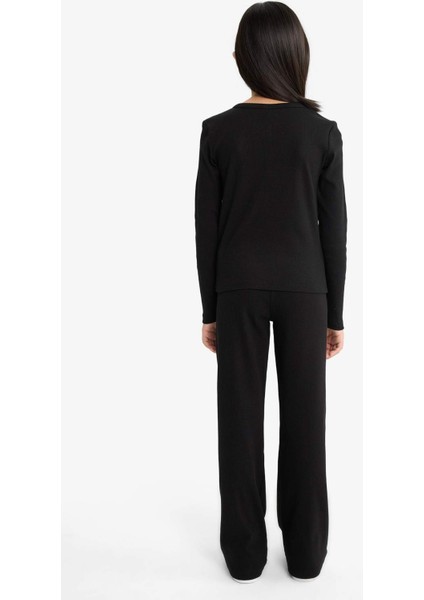 Kız Çocuk 2'li Takım Fitilli Kaşkorse Uzun Kollu Tişört Eşofman Altı G0118A825AU