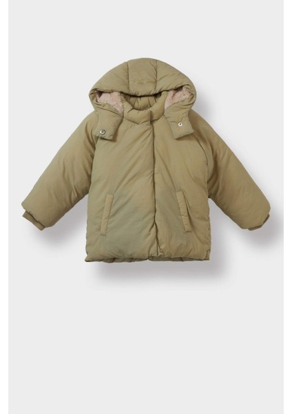 Kız Bebek Kapüşonlu Cepli Çıtçıtlı Fermuarlı Şişme Mont C5301A525AU