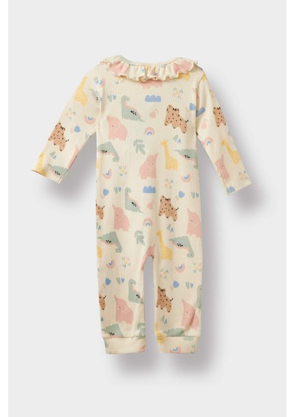 Kız Bebek Yenidoğan Hayvan Desenli Fitilli Kaşkorse Uzun Kollu Tulum F2187A525AU modelleri