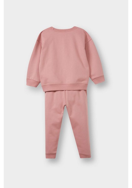 Kız Bebek 2'li Takım İçi Yumuşak Tüylü Baskılı Sweatshirt Eşofman Altı E8995A525AU fırsatları