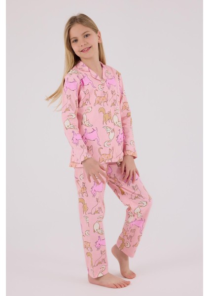 Kız Çocuk Gömlek Pijama Açık Pembe