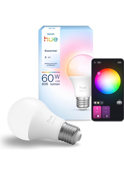 Hue Essential 8W E27 806 Lumen Renkli Akıllı Ampul A60 fiyatları