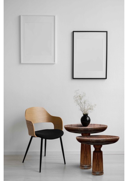 Ceviz Renk Doğal Ahşap Yan Sehpa – 2’li Masif Zigon ve Fiskos Seti modelleri