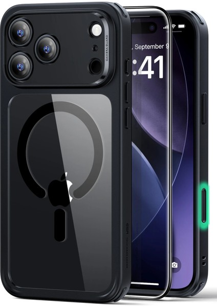 Apple iPhone 17 Pro Max Kamera Kontrol Koruma Butonlu Classic Hybrid Magsafe Kapak + Cam Hediyeli Set