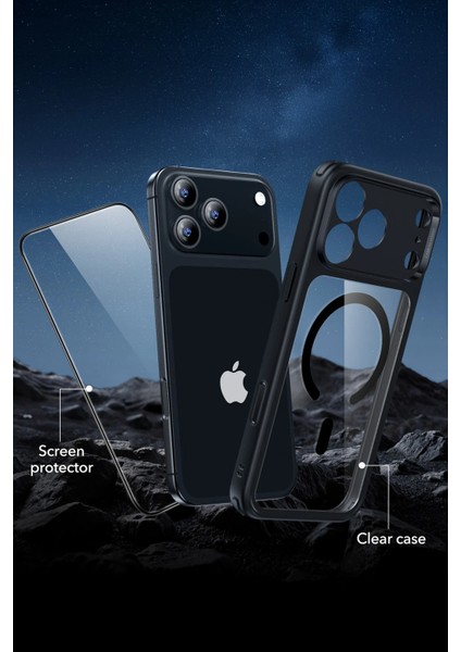 Apple iPhone 17 Pro Max Kamera Kontrol Koruma Butonlu Classic Hybrid Magsafe Kapak + Cam Hediyeli Set fiyatları