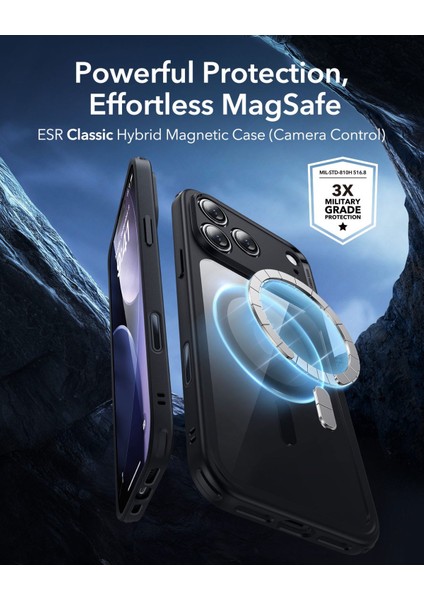 Apple iPhone 17 Pro Max Kamera Kontrol Koruma Butonlu Classic Hybrid Magsafe Kapak + Cam Hediyeli Set modelleri