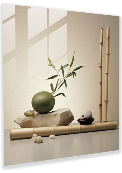 Zen Sessizlik Cam Tablo - Zen Cam Duvar Sanatı Zen Ilhamlı Stil Still Life Minimal Düzenleme
